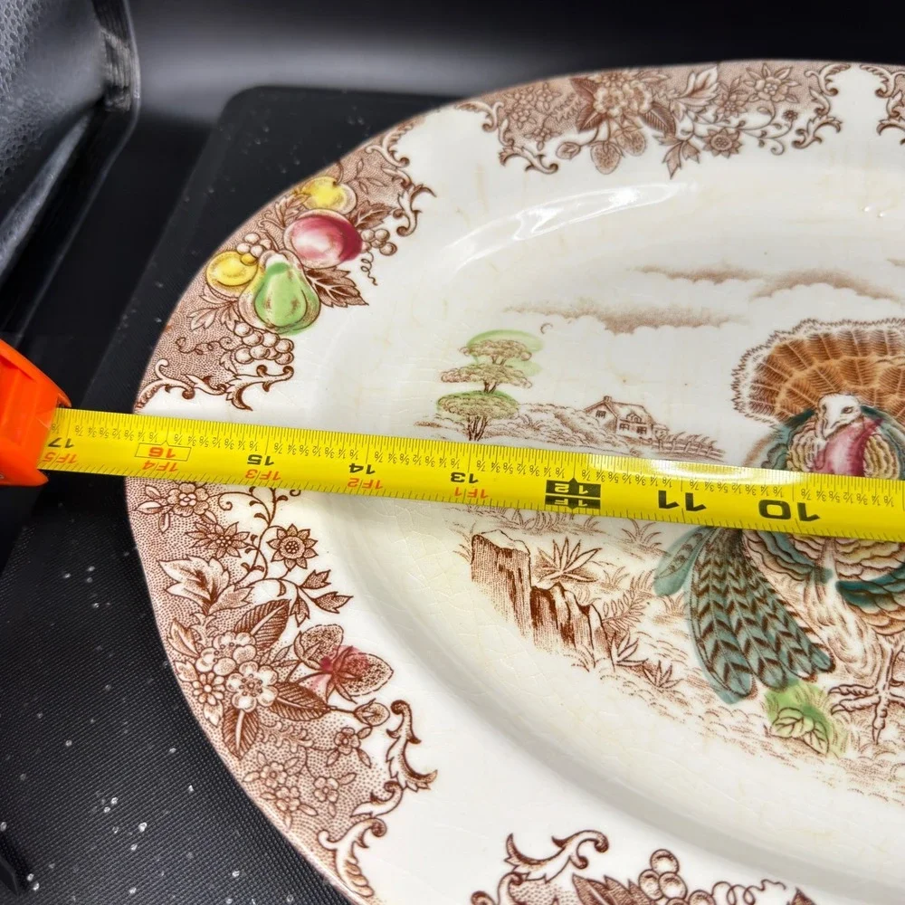 Vintage Fred Roberts‎ Co Turkey Platter Thanksgiving Serving Tray Japan 16 Inch